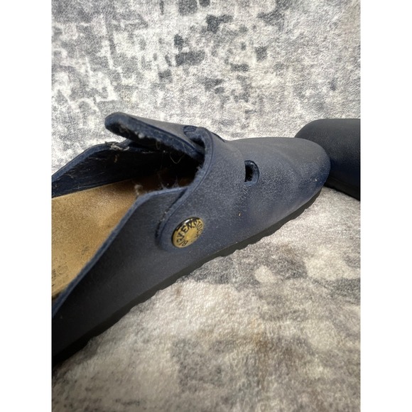 Birkenstock Womens 38 Boston Oiled Leather Clogs Solid Elemental Blue Comfort - Picture 12 of 13